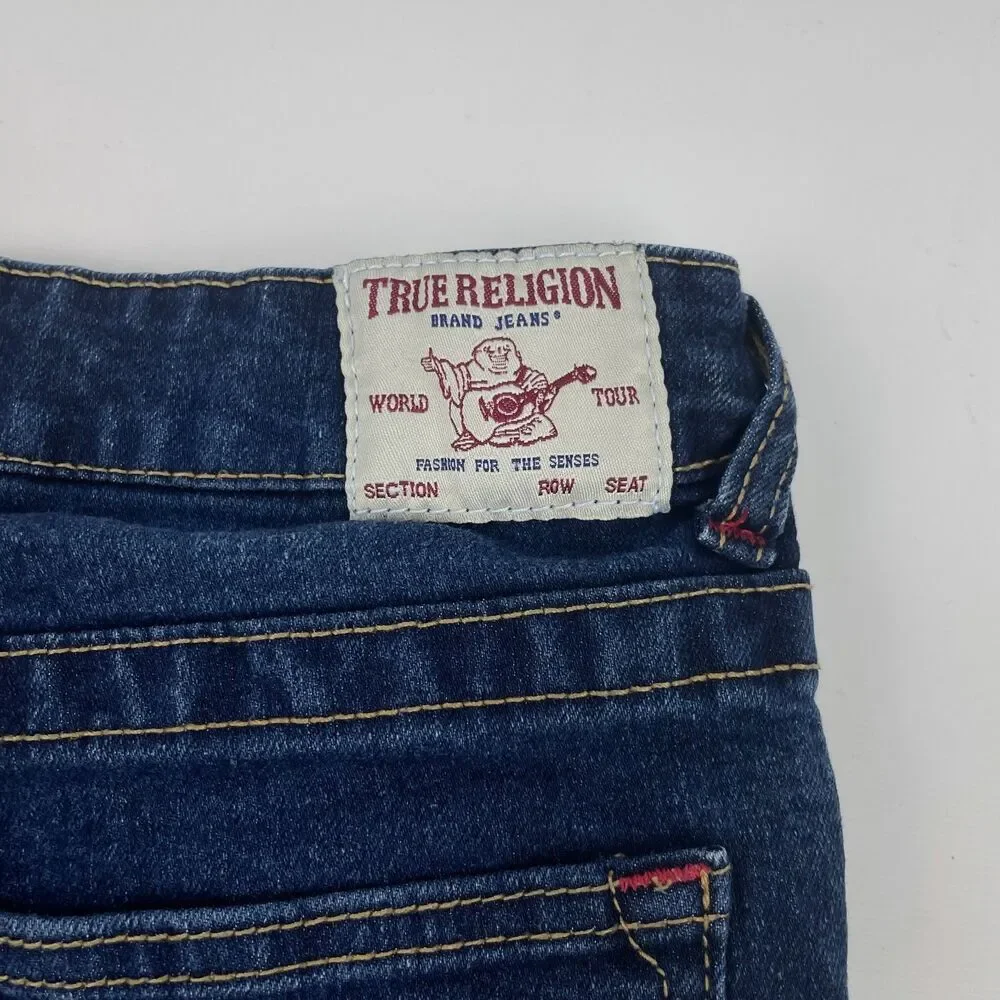 True Religion Boys L 12 Straight Leg Dark Wash Denim Jeans Horseshoe 26x24.5